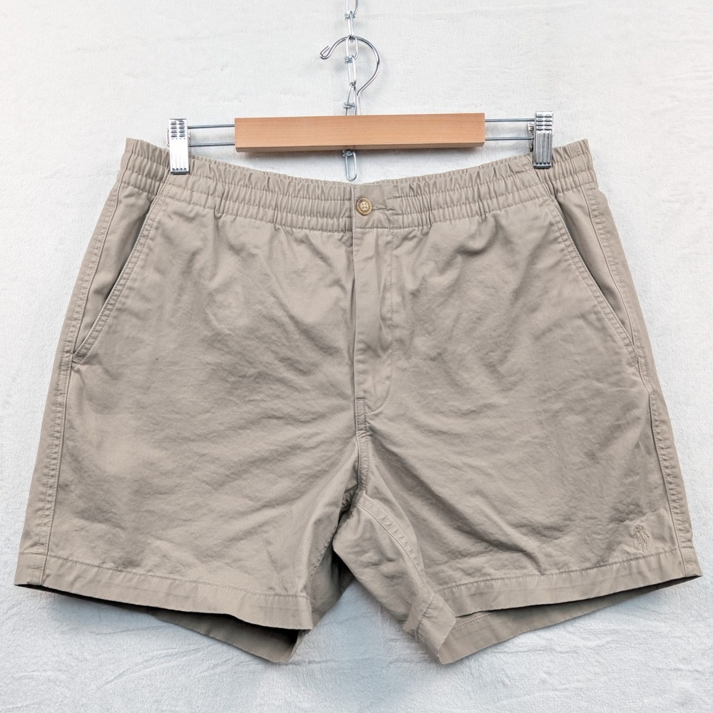 Polo Ralph Lauren Shorts Men's Large Khaki Tan Stretch Drawstring Chino Preppy